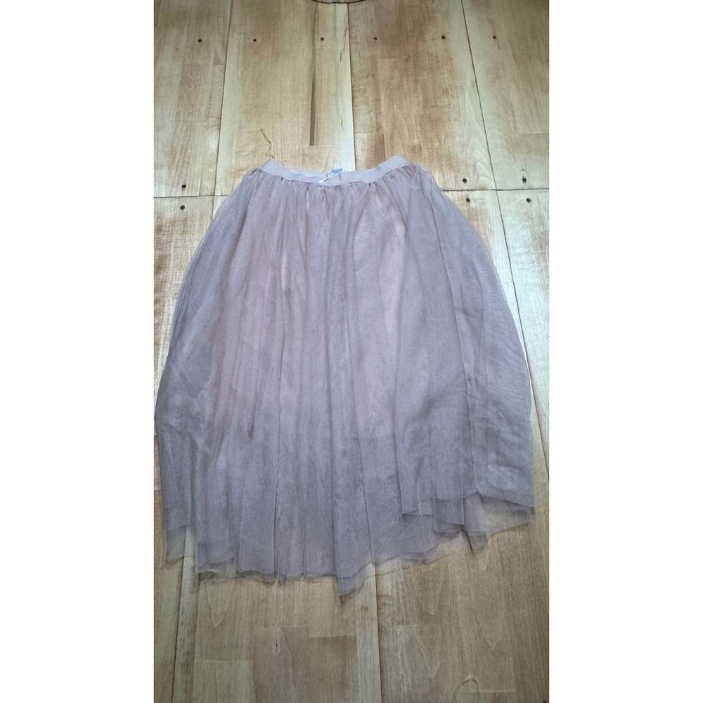 Esley Dusty Rose‎ Tulle Midi Skirt Multi Layered Mesh Elastic Waist  Small